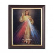 10" x 12" Walnut Frame with Gold Inside Lip and a 8" x 10" Divine Mercy Print