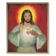 8" x 10" Gold Plaque Frame with a The Sacred Heart Print