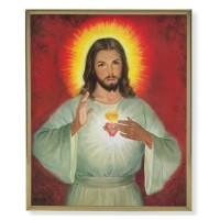 8" x 10" Gold Plaque Frame with a The Sacred Heart Print