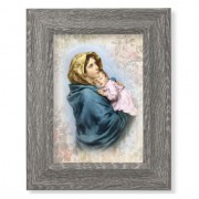 7 1/2" x 9 1/2" Grey Weathered Frame with Madonna of the Streets Artwork on Wood Plaque