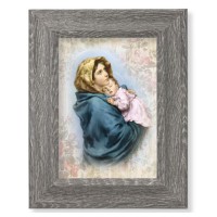 7 1/2" x 9 1/2" Grey Weathered Frame with Madonna of the Streets Artwork on Wood Plaque