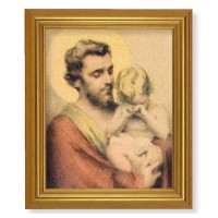 10" x 12" Gold Leaf Finish Beveled Frame with 8" x 10" Saint Joseph with Crying Jesus Textured Art