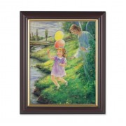 10" x 12" Walnut Frame with Gold Inside Lip and a 8" x 10" Blanc: Guardian Angel with Girl Print