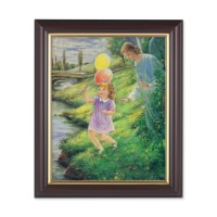 10" x 12" Walnut Frame with Gold Inside Lip and a 8" x 10" Blanc: Guardian Angel with Girl Print 10" x 12" Walnut Frame with Gold Inside Lip and a 8" x 10" Blanc: Guardian Angel with Girl Print