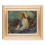 10 1/4" x 12 1/4" Satin Gold Frame with an 8" x 10" Meditation in the Garden Print