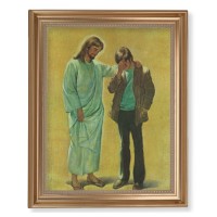 13 1/2" x 16 9/16" Gold Leaf Antique Finished Frame with 11" x 14" Desoto: The Pardoning Textured Art