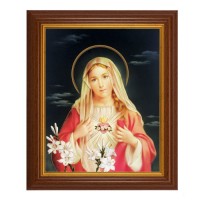 10 1/2" x 12 1/2" Walnut Finish Beveled Frame with 8" x 10" Immaculate Heart of Mary Textured Art 10 1/2" x 12 1/2" Walnut Finish Beveled Frame with 8" x 10" Immaculate Heart of Mary Textured Art
