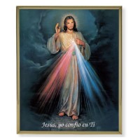 11" x 14" Gold Plaque Frame with a Divine Mercy in Spanish Print