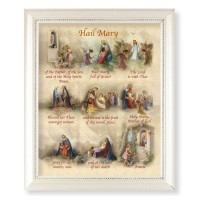 9 1/2" x 11 1/2" White Pearlescent Frame with an 8" x 10" Hail Mary Print