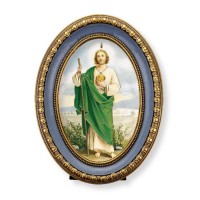 5 1/2" x 7 1/2" Oval Gold-Leaf Frame with a Saint Jude Print 5 1/2" x 7 1/2" Oval Gold-Leaf Frame with a Saint Jude Print
