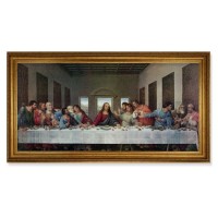 24" x 44" Antique Gold Leaf Beveled Frame with Carved Rope Trim -Davinci: Last Supper Canvas Artwork