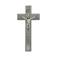 9" Grey Cross with Antique Silver and Gold Finish Italian Corpus