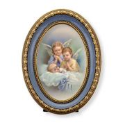 5 1/2" x 7 1/2" Oval Gold-Leaf Frame with a Guardian Angels Print