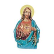 3" Magnetic Resin Statuette of the Sacred Heart of Jesus in 2D with Gold Highlights (Sold in Inc. of 3)