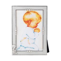 White Pearlized Praying Little Boy Photo Frame