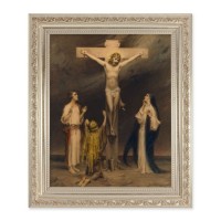 10" x 12" Ornate Silver Frame with a Chambers: Crucifixion Print