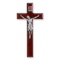 7" Dark Cherry Cross with Genuine Pewter Corpus