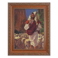 8.25" x 10.25" Ornate Wood Frame with a 6" x 8" Hook: The Good Shepard Print