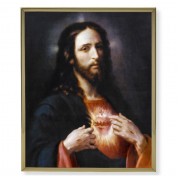 8" x 10" Gold Plaque Frame with a Sacred Heart of Jesus Print