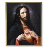 8" x 10" Gold Plaque Frame with a Sacred Heart of Jesus Print