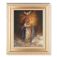 10 1/4" x 12 1/4" Satin Gold Frame with an 8" x 10" Mary with Monstrance Print