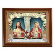 15 1/2" x 19 1/2" Walnut Finish Frame with Gold Accent and a 12" x 16" House Blessing: SHJ and IHM Textured Art