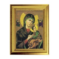 6 3/4" X 8 3/4" Gold Leaf Finish Frame with 5" X 7" Our Lady of Perpetual Help Textured Art