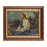 11 1/2" x 13 1/2" Cherry Frame with Gold Trim with an 8" x 10" Meditation in the Garden Print