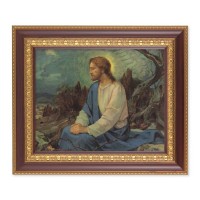 11 1/2" x 13 1/2" Cherry Frame with Gold Trim with an 8" x 10" Meditation in the Garden Print