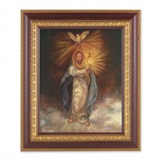 11 1/2" x 13 1/2" Cherry Frame with Gold Trim with an 8" x 10" Mary with Monstrance Print