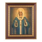 11 1/2" x 13 1/2" Cherry Frame with Gold Trim with an 8" x 10" Madonna of the Rosary Print