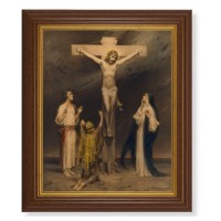 10 1/2" x 12 1/2" Walnut Finish Beveled Frame with 8" x 10" Chambers: Crucifixion Textured Art