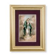 5 1/4" x 6 3/4" Gold Leaf Frame-Burgundy Matte with a 2 1/2" x 3 3/4" Our Lady of Grace Print