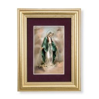 5 1/4" x 6 3/4" Gold Leaf Frame-Burgundy Matte with a 2 1/2" x 3 3/4" Our Lady of Grace Print