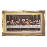 14" x 24" Gold Leaf Wood Frame with Linen Border and a 10" x 20" DaVinci: Last Supper Print 14" x 24" Gold Leaf Wood Frame with Linen Border and a 10" x 20" DaVinci: Last Supper Print