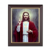 10" x 12" Walnut Frame with Gold Inside Lip and a 8" x 10" Chambers: Sacred Heart of Jesus Print