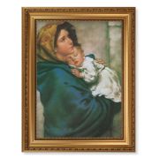 15 1/2" x 19 1/2" Antique Gold Leaf Beveled Frame with Bead Inlay and 12" x 16" Our Lady of Streets Textured Art