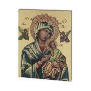 7 1/2" x 10" Our Lady of Perpetual Help Gold Embossed Wood Plaque