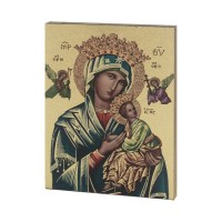 7 1/2" x 10" Our Lady of Perpetual Help Gold Embossed Wood Plaque