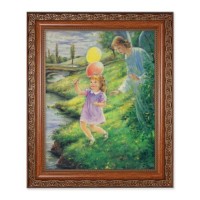 10" x 12" Ornate Wood Frame with an 8" x 10" Blanc: Guardian Angel with Girl Print 10" x 12" Ornate Wood Frame with an 8" x 10" Blanc: Guardian Angel with Girl Print