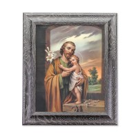 10 1/2" x 12 1/2" Grey Oak Finish Frame with an 8" x 10" Saint Joseph Print