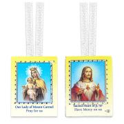 1 1/8" X 1 1/2" Our Lady of Mt. Carmel and Sacred Heart of Jesus Scapular with White Cords