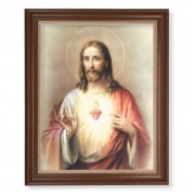 13 1/2" x 16 9/16" Walnut Finished Frame with 11" x 14" Sacred Heart of Jesus Textured Art