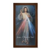 24" x 44" Walnut Finished Beveled Frame with a Divine Mercy Canvas