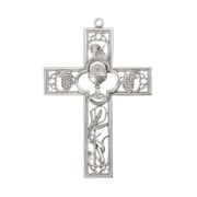 6" x 4 1/4" Cathedral Touch First Communion Cross with Chalice Center in Genuine Pewter