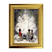 6 3/4" X 8 3/4" Gold Leaf Finish Frame with 5" X 7" Our Lady Of Fatima Textured Art