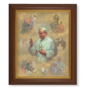 10 1/2" x 12 1/2" Walnut Finish Beveled Frame with 8" x 10" St. Pope John Paul II Textured Art