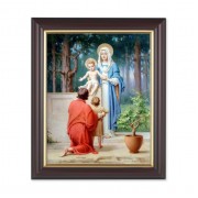 10" x 12" Walnut Frame with Gold Inside Lip and a 8" x 10" Chambers: Holy Family with St. John Print