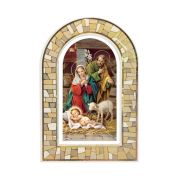 3" x 4 3/4" Nativity Holy Family Acrylic and Gold Foil Mosaic Plaque