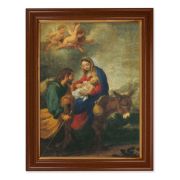 15 1/2" x 19 1/2" Walnut Finish Frame with Gold Accent and a 12" x 16" Flight into Egypt Textured Art